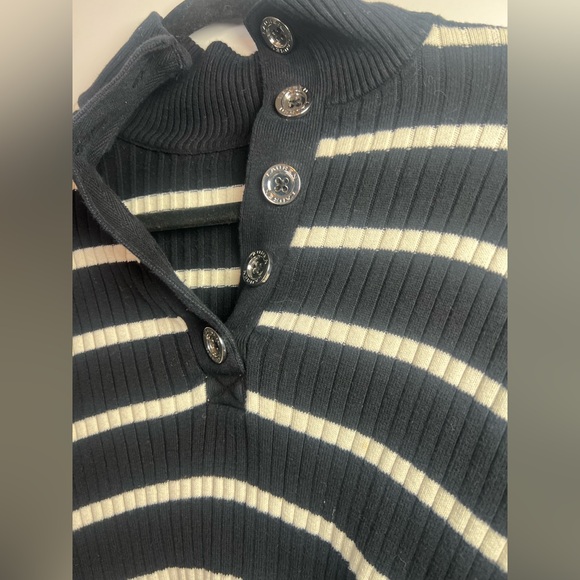 Lauren Ralph Lauren Ribbed Striped Henley Knit Top - Picture 2 of 6